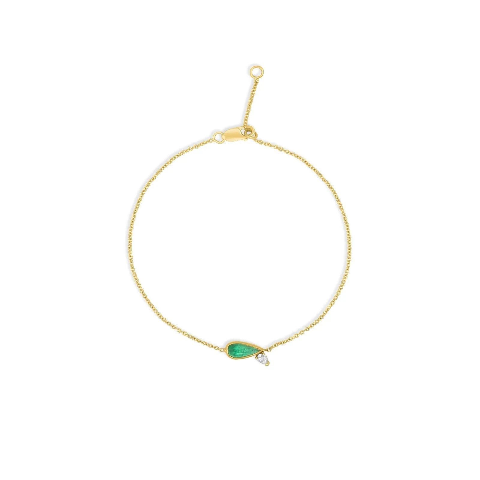 14K Gold Emerald & Diamond Teardrop Bracelet