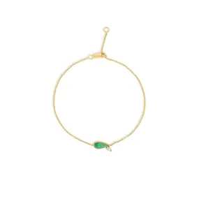 14K Gold Emerald & Diamond Teardrop Bracelet