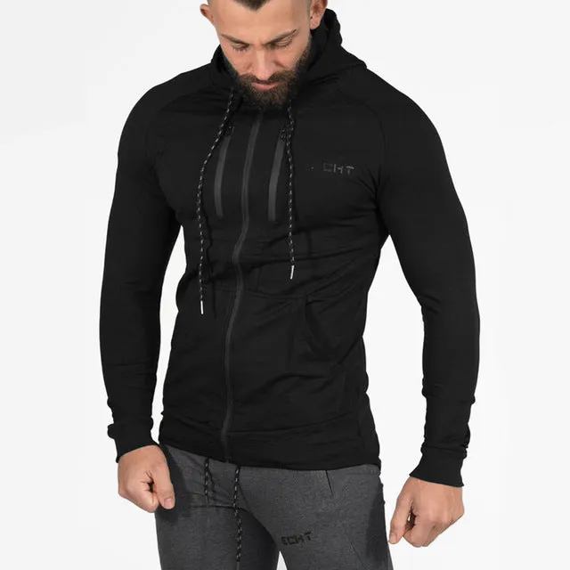 2018 Autumn New Men zipper Hoodies Fashion Casual Gyms Fitness Hooded Jacket Male Cotton Sweatshirts Sportswear Clothing Tops