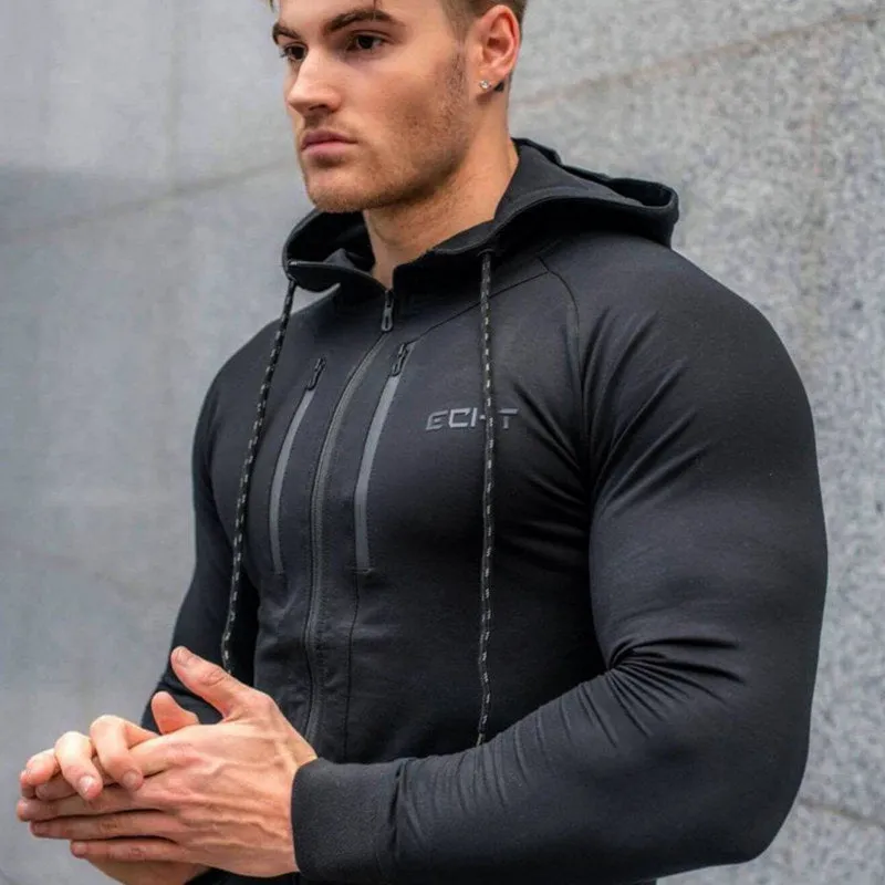 2018 Autumn New Men zipper Hoodies Fashion Casual Gyms Fitness Hooded Jacket Male Cotton Sweatshirts Sportswear Clothing Tops