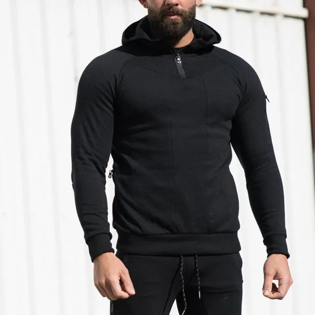 2018 Autumn New Men zipper Hoodies Fashion Casual Gyms Fitness Hooded Jacket Male Cotton Sweatshirts Sportswear Clothing Tops