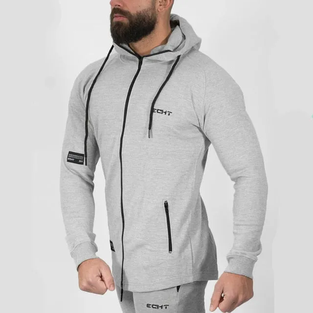 2018 Autumn New Men zipper Hoodies Fashion Casual Gyms Fitness Hooded Jacket Male Cotton Sweatshirts Sportswear Clothing Tops