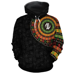 Adinkra Symbols Print Sleeve All-over Hoodie