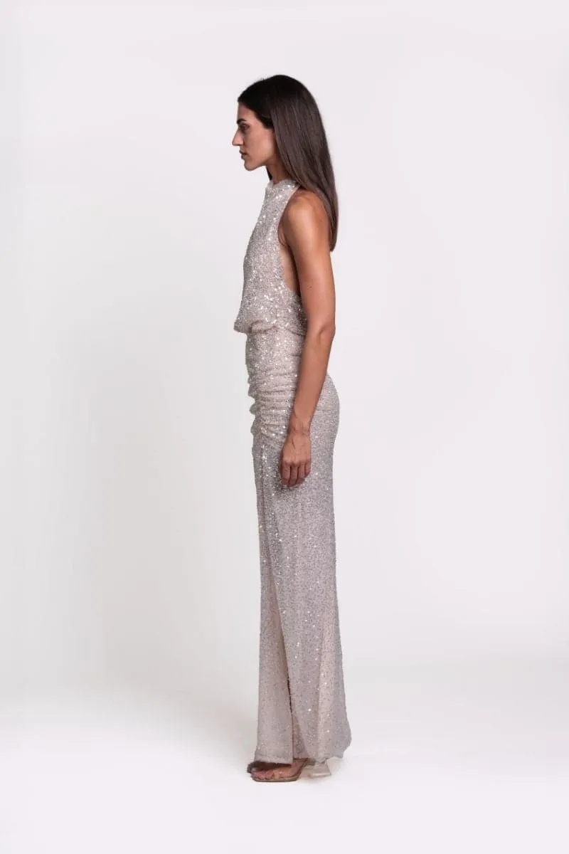 ALANA HIGH-NECK BACKLESS MAXI DRESS