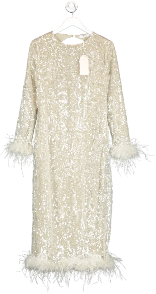 ALB Anne Louise Cream Champagne Dress UK 12