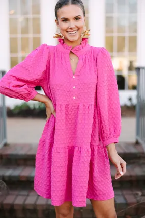 All Up To You Hot Pink Textured Dress