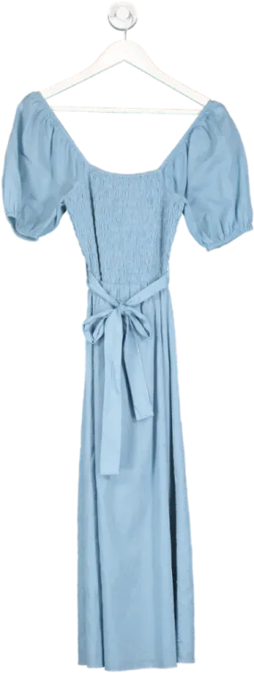 & Other Stories Blue Belted Puff Sleeve Midi Dress UK 4