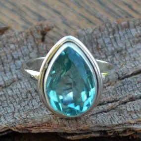 Apatite Quartz Ring, Quartz Ring, Pear Cut Ring, 925 Sterling Silver Jewelry