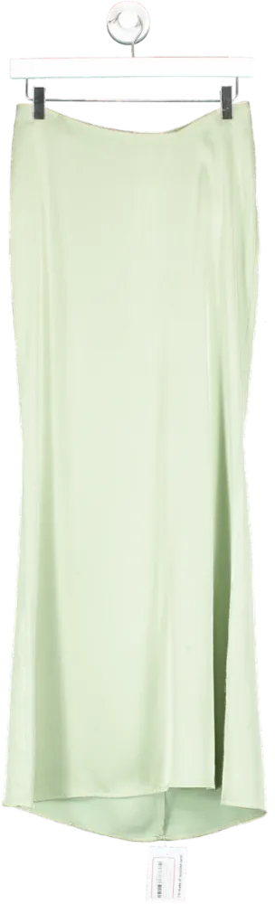 Aria Cove Green Satin Fishtail Maxi Skirt UK 6