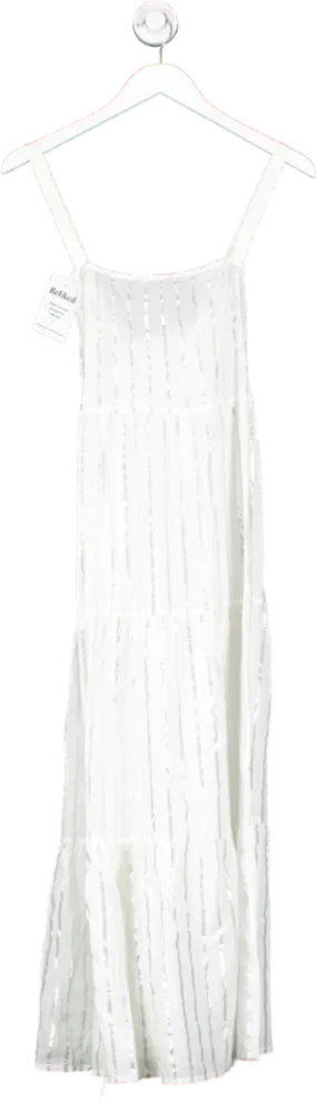 ASOS White Metallic Stripe Maxi Dress UK 8