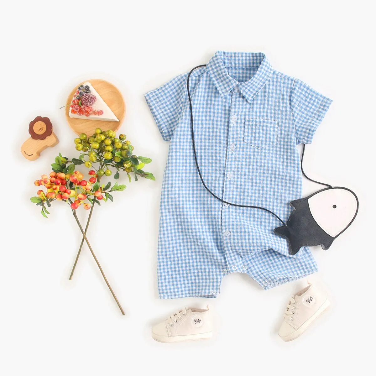 Baby Boys' Plaid Rompers