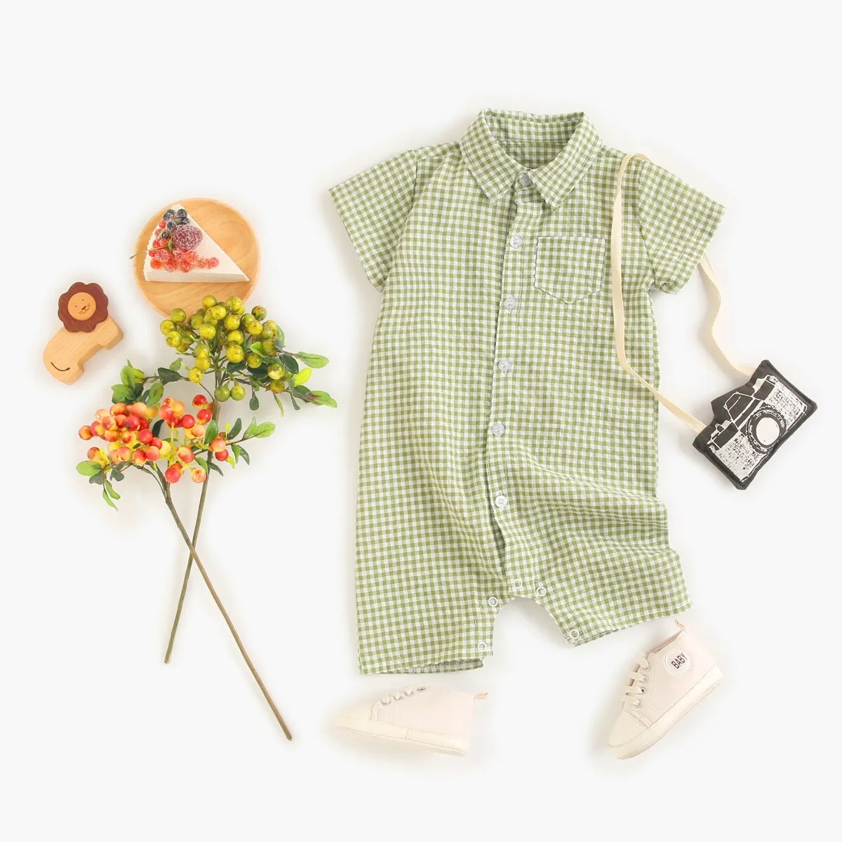 Baby Boys' Plaid Rompers