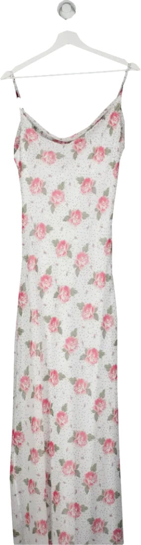 BLESS THIS MESS White Rose Print Maxi Dress UK 8