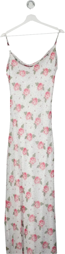 BLESS THIS MESS White Rose Print Maxi Dress UK 8