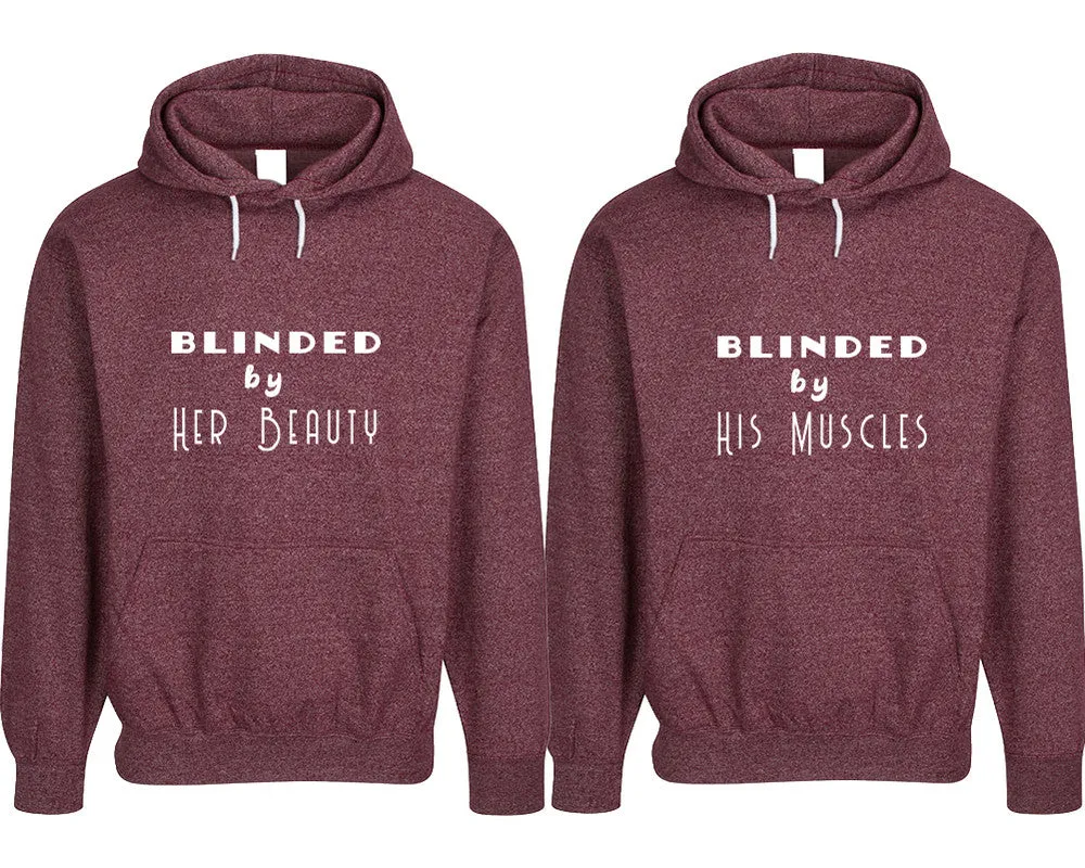 Blinded by Her Beauty His Muscles Couple Matching Speckle Hoodies