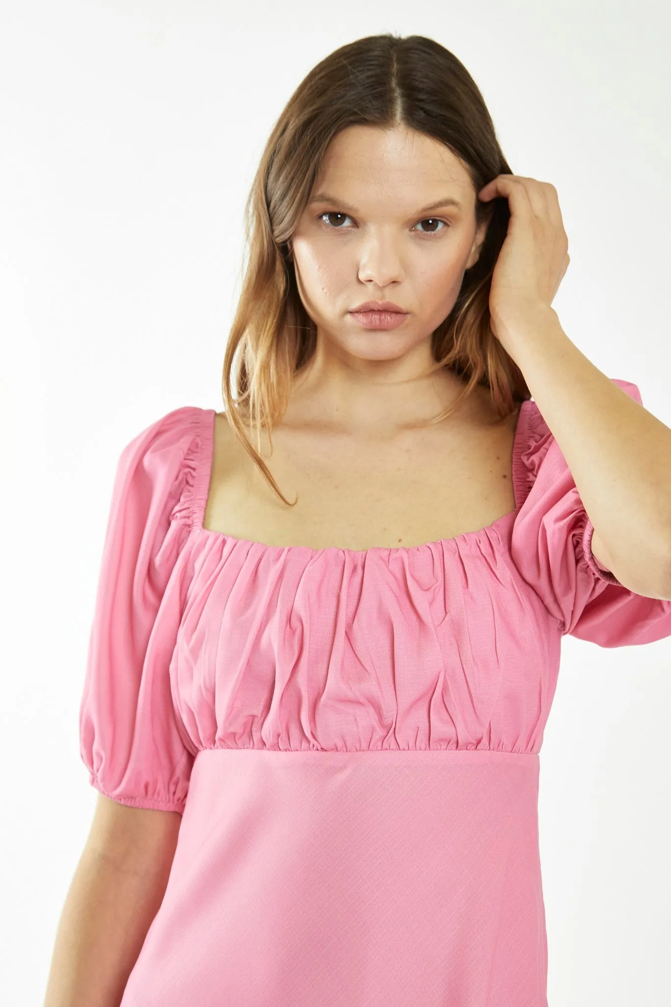 Candy-Pink Tie Back Mini-Dress