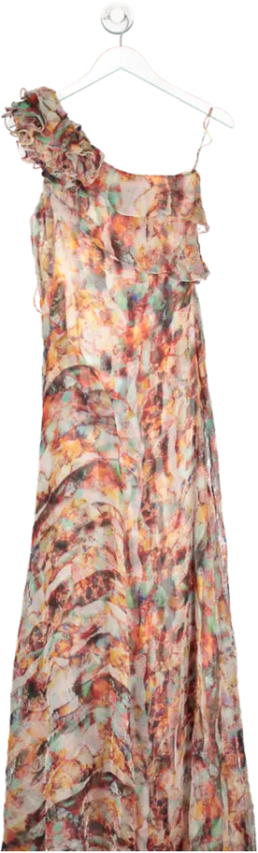 Carlos Miele Multicoloured Printed One Shoulder Maxi Dress UK 10