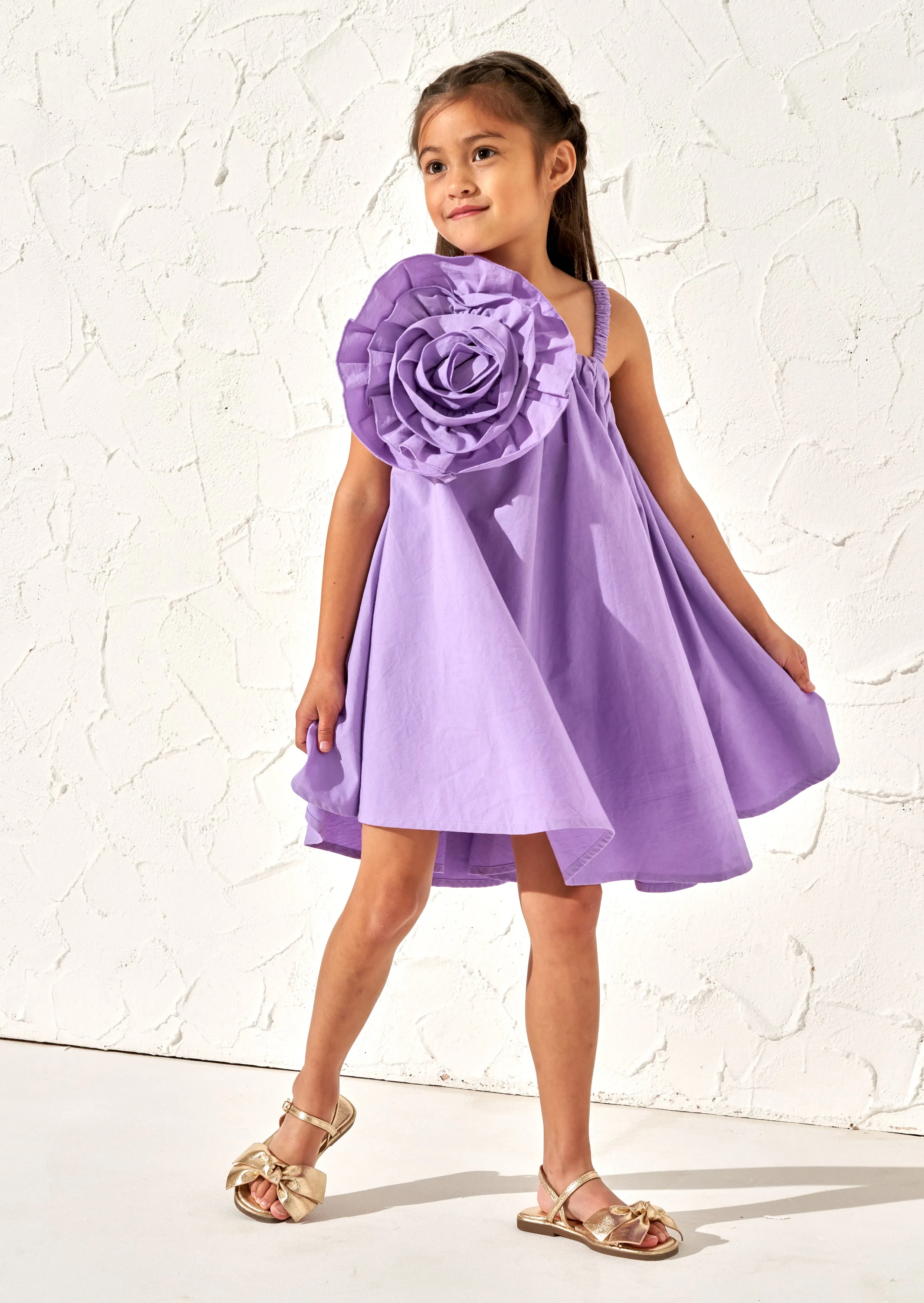 Carrie Purple Corsage Swing Dress