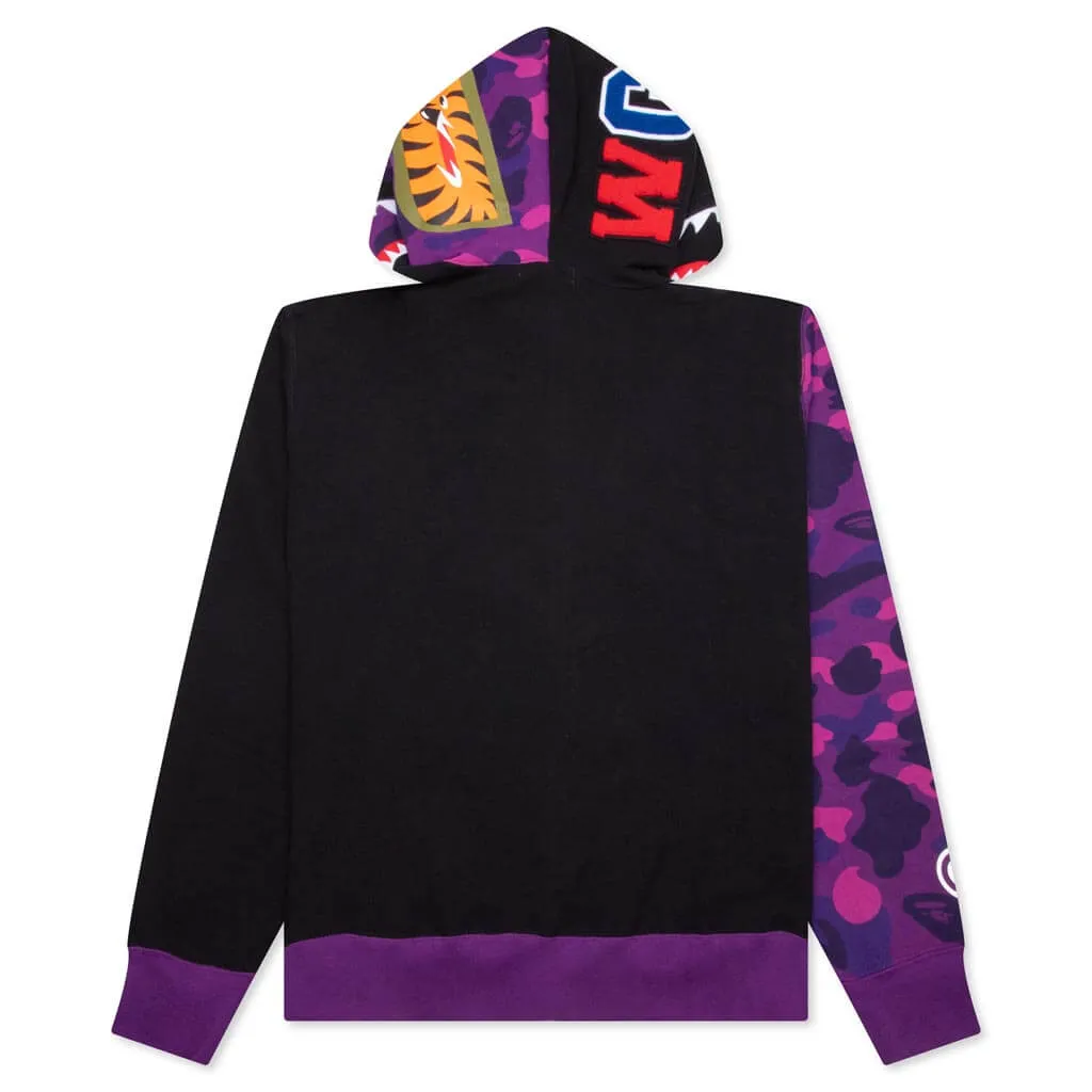 Color Camo Shark Full Zip Hoodie - Purple