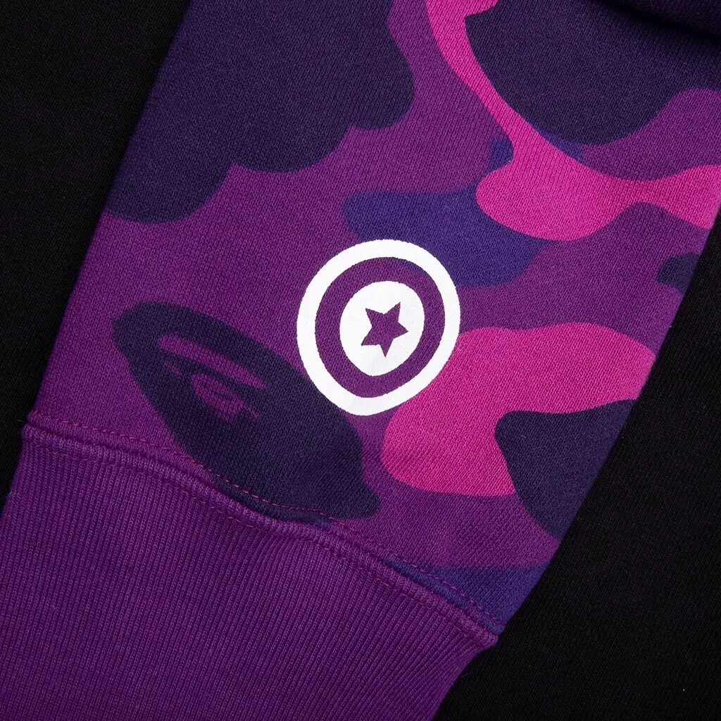 Color Camo Shark Full Zip Hoodie - Purple