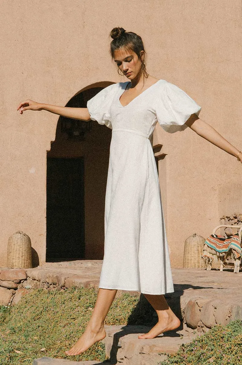 DAYDREAM Midi Dress - soft white cotton blend