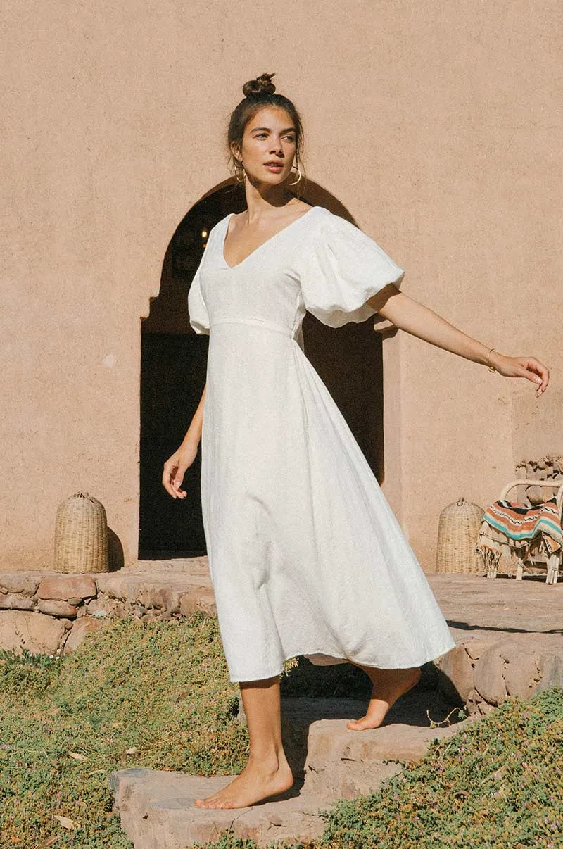 DAYDREAM Midi Dress - soft white cotton blend