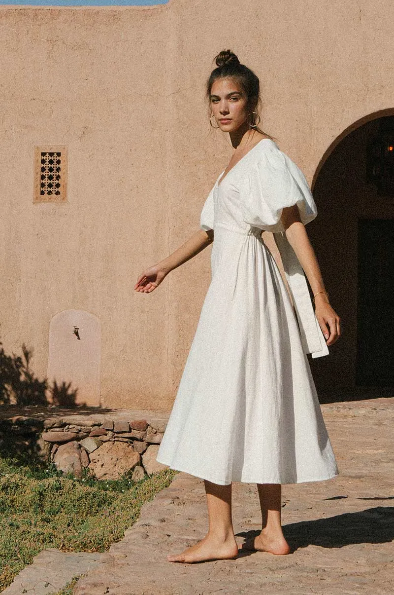 DAYDREAM Midi Dress - soft white cotton blend