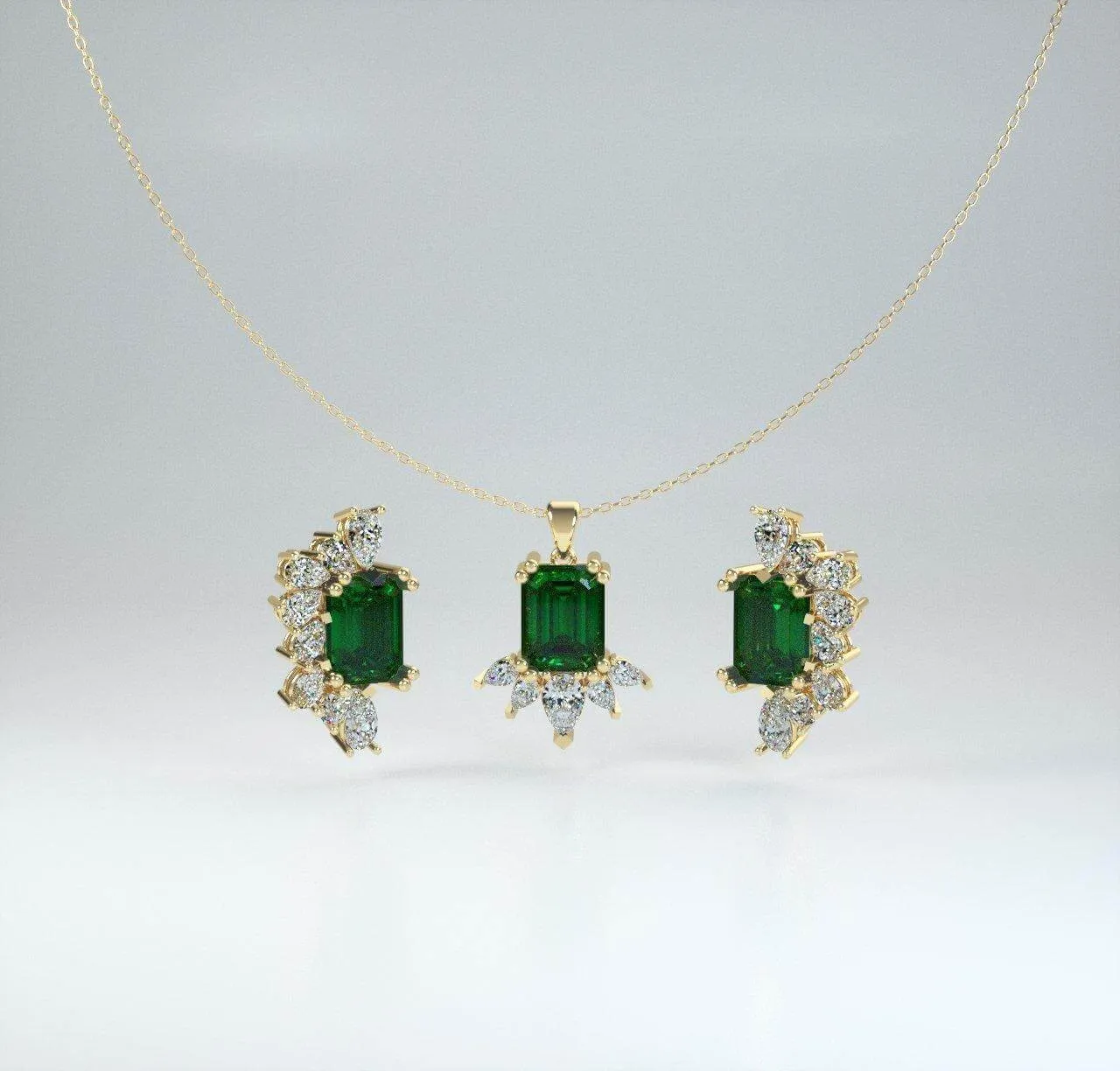 Emerald Earring The Earth jewelry Set collection Designed by Tanin