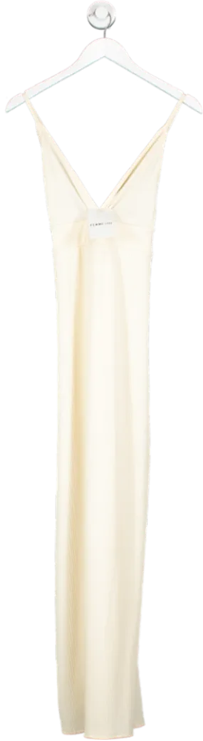 Femme Luxe Cream Deep Plunge Strappy Bodycon Maxi Dress UK 12