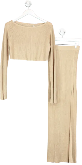 Flook The Label Beige Serina Top And Saige Maxi Skirt Set UK M