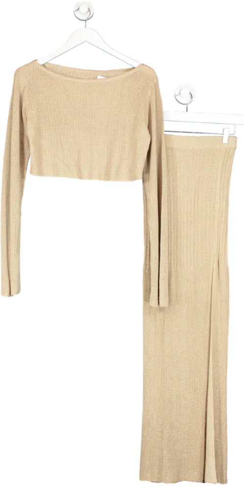 Flook The Label Beige Serina Top And Saige Maxi Skirt Set UK M