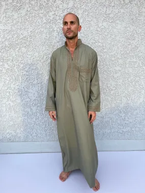 Green/Grey Mens Kaftan, Luxurious Cotton Men's caftan, Men's kaftan,  caftans for men, men clothing, gift for men, husband, gift for him