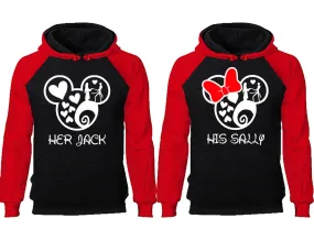 Her Jack His Sally Couple Matching Raglan Hoodies