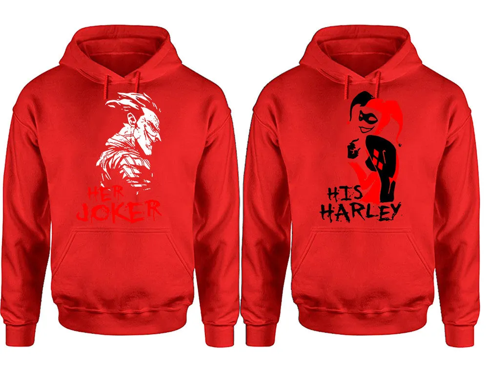 Her Joker and His Harley Couple Matching Pullover Hoodies