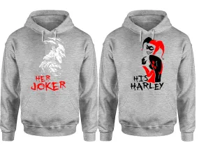 Her Joker and His Harley Couple Matching Pullover Hoodies