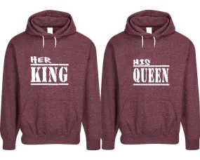 Her King His Queen Couple Matching Speckle Hoodies