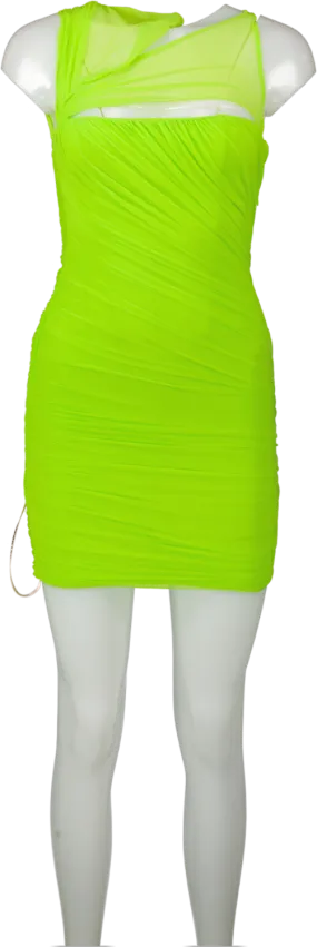 House of CB Green Adrie Neon Gathered Mini Dress UK XS