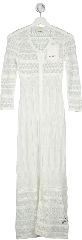 Isabel Marant White Crochet Knit Maxi Dress UK 6