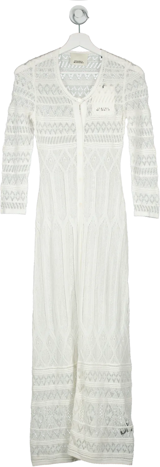 Isabel Marant White Crochet Knit Maxi Dress UK 6