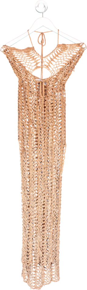 island treads Brown Crochet Maxi Dress UK S