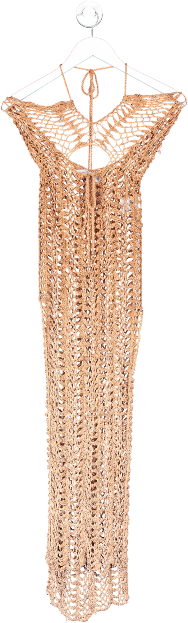 island treads Brown Crochet Maxi Dress UK S