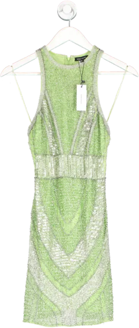 Karen Millen Green Premium Beading And Embellished Mini Dress BNWT UK 6