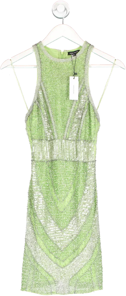 Karen Millen Green Premium Beading And Embellished Mini Dress BNWT UK 6