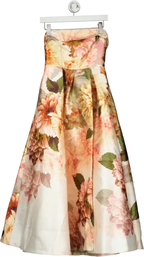 Karen Millen Multicoloured Garden Floral Maxi Split Prom Dress UK 6