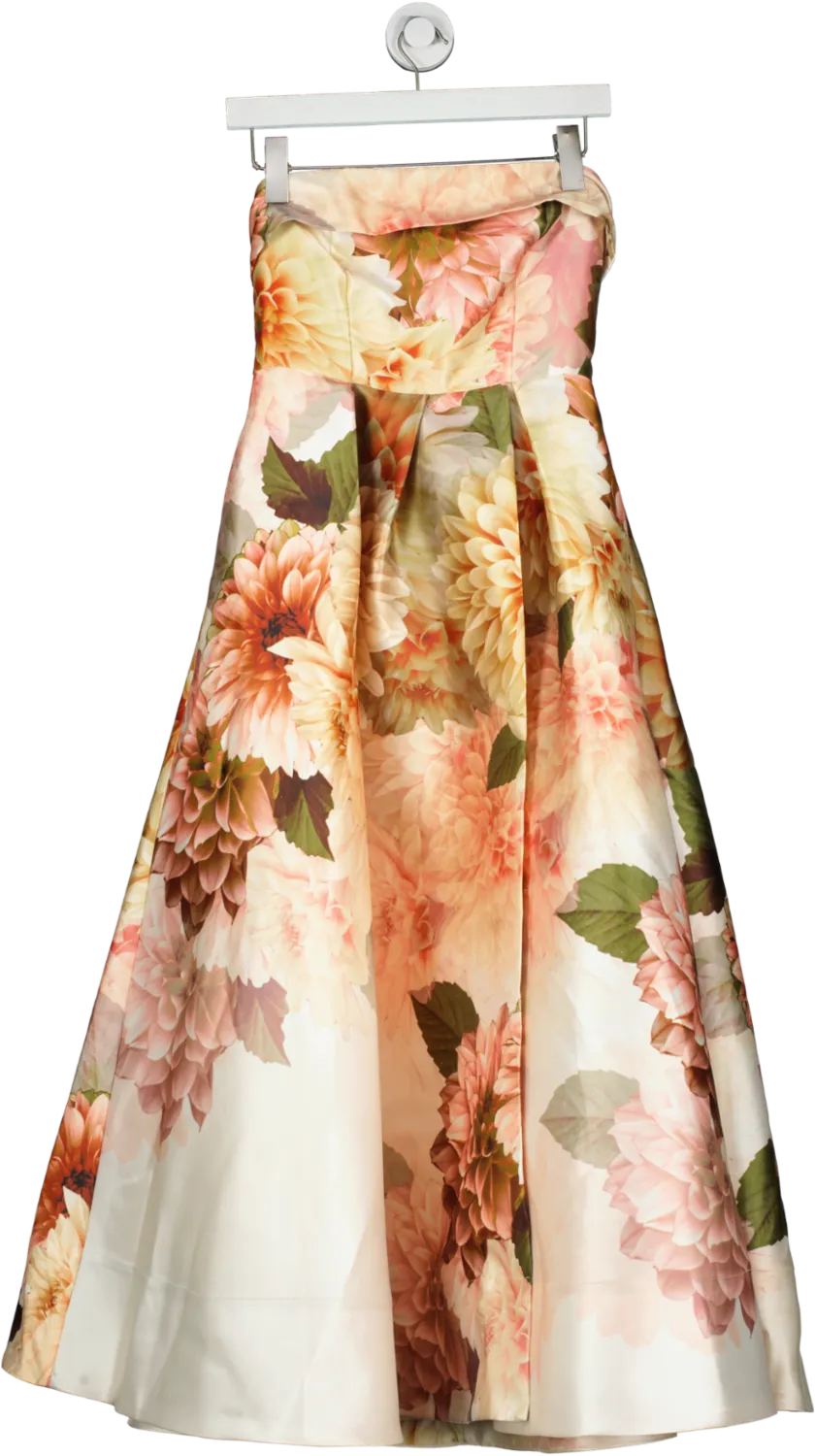 Karen Millen Multicoloured Garden Floral Maxi Split Prom Dress UK 6