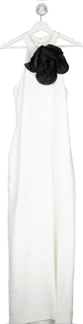 Karen Millen White Compact Viscose Corsage Detail Tailored Halterneck Midaxi Dress UK 10