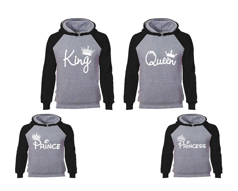 King and Queen Adult, Prince and Princess Youth Matching Pullover Hoodies