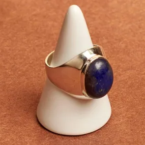 Lapis Lazuli Gemstone Silver Ring, 925 Sterling Silver Mens Ring, Unisex Jewelry