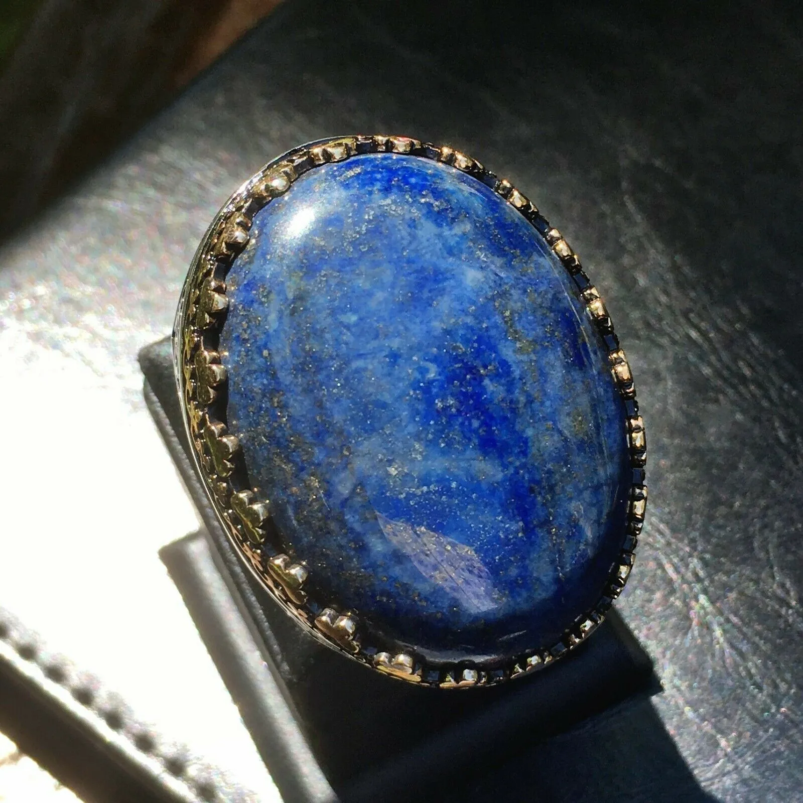 Lapis Lazuli Men's Ring Sterling Silver Large Extraordinary Statement Jewelry