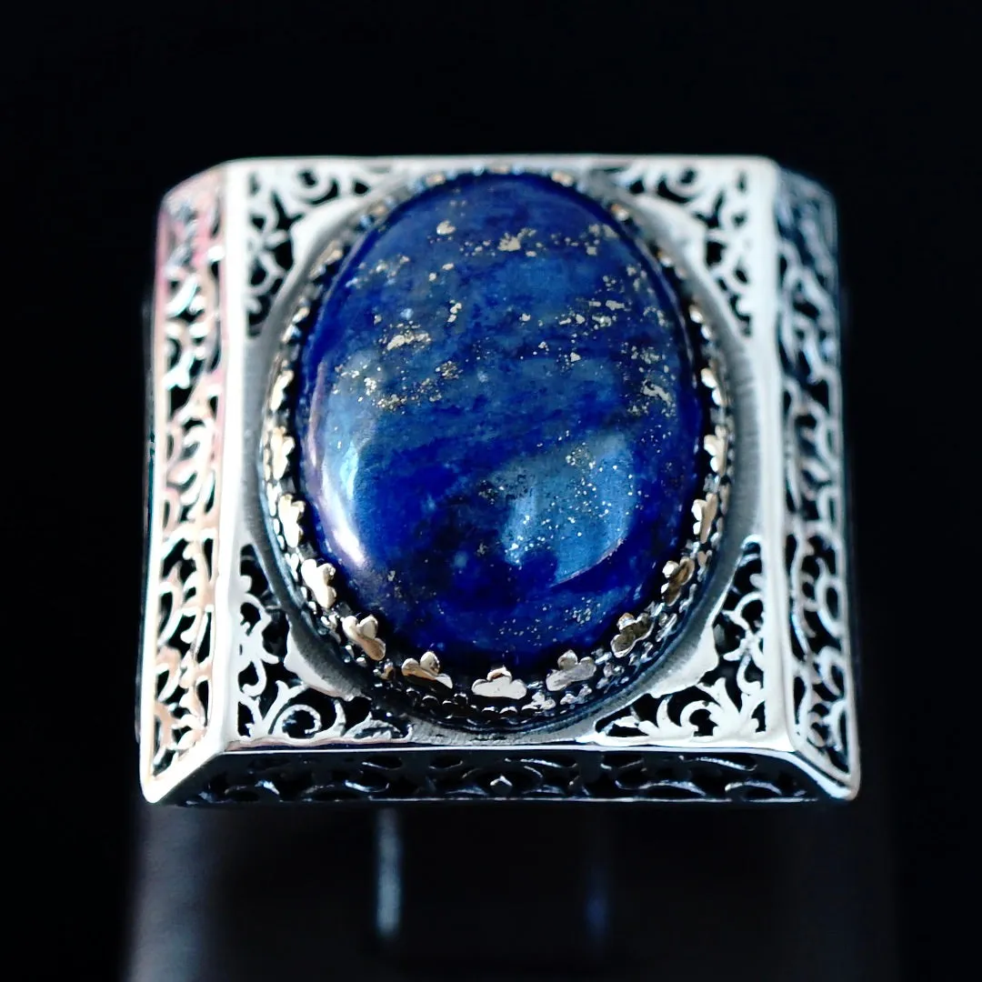 Lapis Lazuli Ring 925 Sterling Silver natural Gemstone Handcrafted Artisan Jewelry